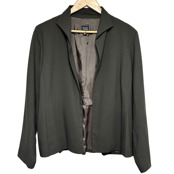 Eileen Fisher Blazer Jacket Women M Italian Wool Career Classic Capsule Wardrobe - Picture 1 of 12